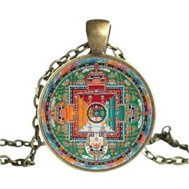 EXINOX Tibetan Buddhist Magdala Necklace for Men Women Metal, Metal