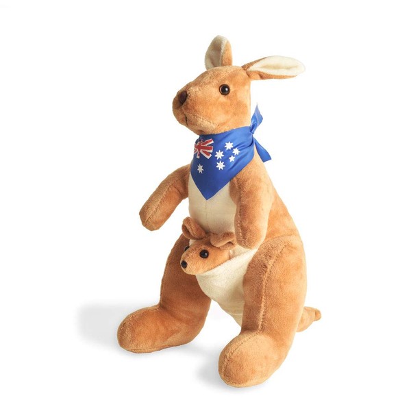 BOHS Kangaroo Stuffed Animal Toy with Joey in Pouch and