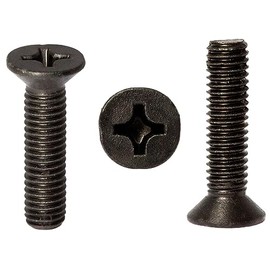 M6 (M6 x 16mm) Black Zinc Flake Phillips Countersunk Machine Screws Metric Flat Head Steel Fully Threaded DIN 965 (Pack of 20)