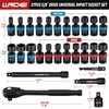 LLNDEI 27Pcs 3/8" Impact Socket Set, Metric(8-22mm) & SAE(5/16"-3/4")