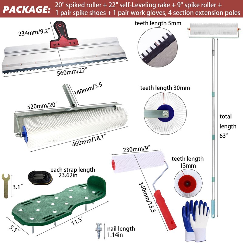Self Leveling Tools Kit Spiked Roller 20 in 9 inch