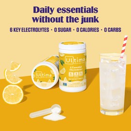 Ultima Replenisher Daily Electrolyte Powder Drink Mix – Sugar Free – Lemonade, 90 Servings – Hydration Powder with 6 Key Electrolytes and Trace Minerals – Keto Friendly, Vegan, Non-GMO