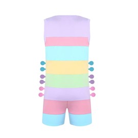 Landofgenie Mens Cotton Onesie Sleeveless Bodysuit Romper Pajamas Colorful Striped Tank Top Funny Cosplay XL