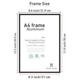 A4 Photo Frame,2 Pack-21x30cm Black Picture Frame,Certificate Frame for Wall Mount or Table Top Display,Set of 2