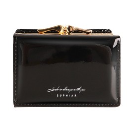 Cosylive Mini Trifold Wallet, Students, Coin Purse, Girls, PU Leather, Women's, Children, Wallet, 5 Colors, black, Small, Modern