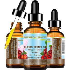 Italian CHERRY KERNEL OIL Pure Natural Refined Undiluted Cold Pressed Carrier Oil for Face, Skin, Body, Feet, Hair, Massage, Nails. 4 Fl. oz - 120 ml. by Botanical Beauty