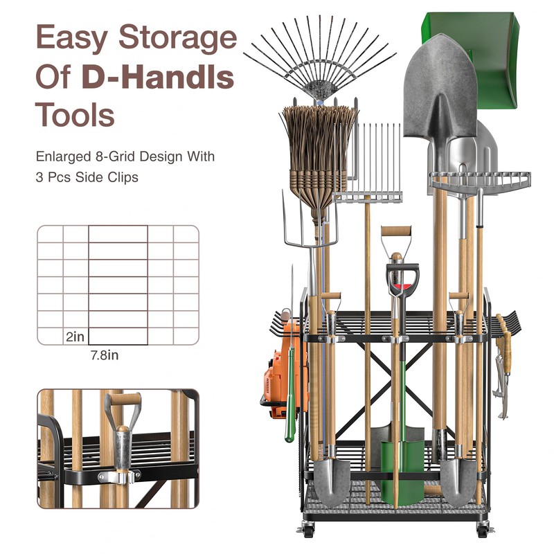 Lineware Garden Tool Organizer For Garage Garden Tool Storage with