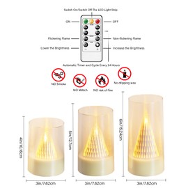 Eebuss LED Flameless Candles with Remote - Battery Operated,Fake Candles for Home Décor Tapered Glowing Pillar Candle Lights Add a Warm and Romantic Atmosphere Set of 3 (D 3"×H 4" 5" 6") (Ivory)