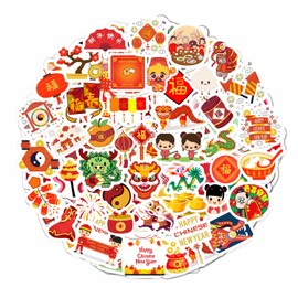 100Pcs Chinese New Year Stickers – Lunar New Year Festive Decals for Laptops, Scrapbooks, Water Bottles & Gifts