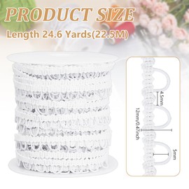 BENECREAT 22.5M Nylon Braided Trim with Elastic Button Loops, White Corset Button Braid Cord Button Elastic Loop for Wedding Bridal Dress Decor Costume Crafts Sewing, 12mm