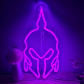 Helmet Neon Sign, Dimmable Gaming Neon Sign for Wall Decor, Light Up Signs for Bedroom Game Room Man Cave Party,Adjustable Brightness USB Powered LED Light Sign