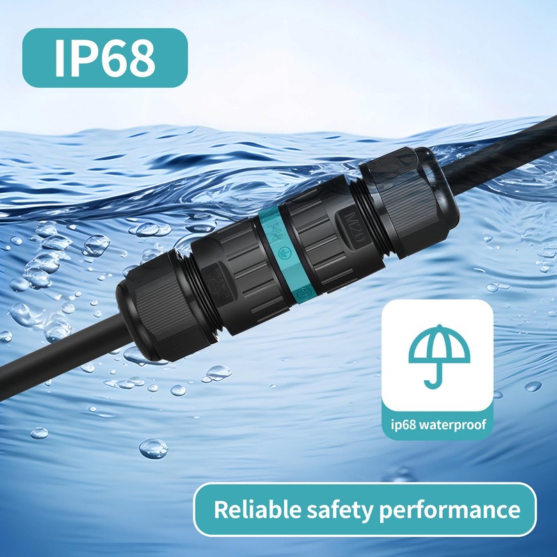 Pack of 4 Cable Connectors Waterproof IP68 for Diameter 5-12