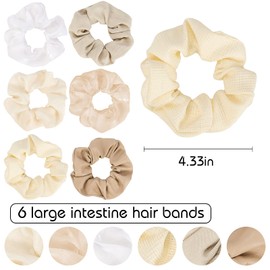 Matte Scrunchies for Hair 6PCS Large Cotton Scrunchies for Women Girl Thick Hair Ultra Textured Soft Ponytail Holder Nude Scrunchies Hair Accessories for Women