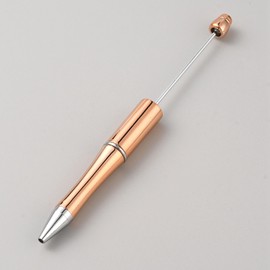 Beadthoven 20pcs Plastic Beadable Pen, Bead Ballpoint Pen Metallic Luster Shaft Black Ink Bead Pens for DIY Pen Decorations Supplies Office School (Rose Gold)