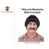 Black 60's Hippie Wig For Men Sonny Wig and Mustache
