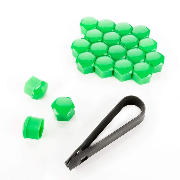LST 20x Abdeckkappen Sechskant Radschrauben Kappen Set 17 mm grün