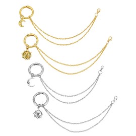 PH PandaHall 4 Pieces 2 Styles Shoe Chains Sun & Moon Shoe Charm Chains Goth Punk Style Boat Chains for Men Women Shoe Accessories Golden/Platinum 19 cm