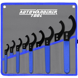 AutoWanderer Tool Coilover Wrench, Adjustable Spanner Wrench Set Universal Carbon Steel Shock Spanner for Most Coil Over Shock Adjustments