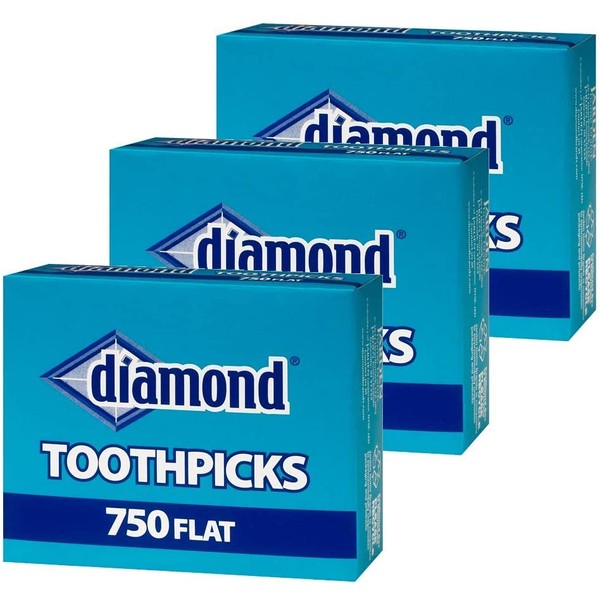 Diamond Flat Toothpicks 750ct, 3 Pack