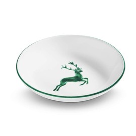 GMUNDNER KERAMIK Soup Plate Cup Diameter 20 cm Green Deer Tableware Handmade in Austria