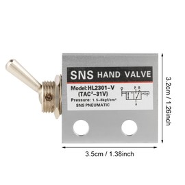 SNS Pneumatic 3 Position 2 Port Toggle Switch G1/8 Pneumatic Mechanical Valve HL2301 Pressure 1.5-8kgf/cm²
