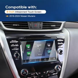 LFOTPP For 2024 Murano Screen Protector 2016-2024 Murano 8 Inch Navi Touchscreen [HD Glass] 2016-2024 Murano Accessories Anti-Fingerprint 9H Hardness Tempered Glass