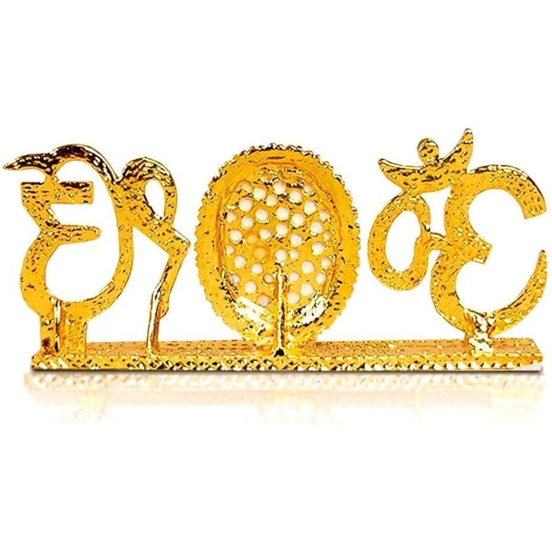 GURU JI Swaroop Brass Stonework Idol with Golden Studded Om