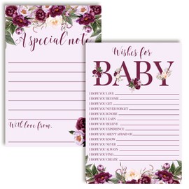 Purple Peony Watercolor Floral Baby Wishes Cards 20, 4"x6" - Great Keepsake and Fun Activity for Baby Showers - Wishes for Baby Keepsakes Last Generations - Fill-In, Double-Sided Cards