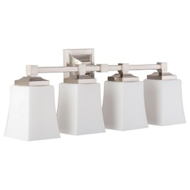 Brighton 4 Light Bathroom Vanity Fixture Brushed Nickel w/Frosted Glass Linea di Liara LL-WL240-4-BN