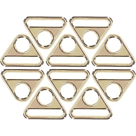 LATRAT Pack of 10 Triangle Buckle 38 mm Adjuster Triangle with Bar for Luggage, Backpack Straps, Webbing Accessories (Gold), NO