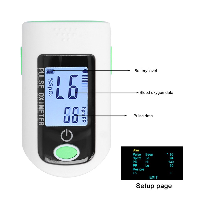 Fingertip Pulse Oximeter Blood Oxygen Saturation Monitor Heart Rate Meter