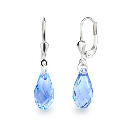 Schöner-SD Earrings 925 Silver with Small Briolett Drops Crystals, Glass