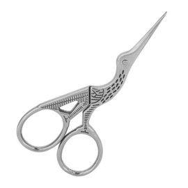 Naroote Crane Tailor Scissors, Crane Scissors, Lovely and Attractive to Use Small Things Silk Wadding Manicure Hair for Cutting Eyebrow Nose(Large Silver)