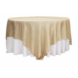 CV Linen Crushed Taffeta Table Overlay - 90' x 90' Square | Champagne | 1 Pc.