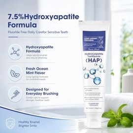 Nano Hydroxyapatite Toothpaste, 7.5%, Fluoride-Free, 2 Pack | Fresh mint two-tube formula for sensitive teeth and daily enamel care without fluoride, 