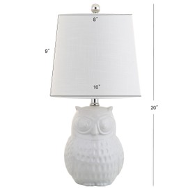 Eyely EYL1026A Winnie 20.5" Ceramic Mini LED Table Lamp for Reading Room, Living Room, Office, Bedroom, Cottage, Transitional, White Owl