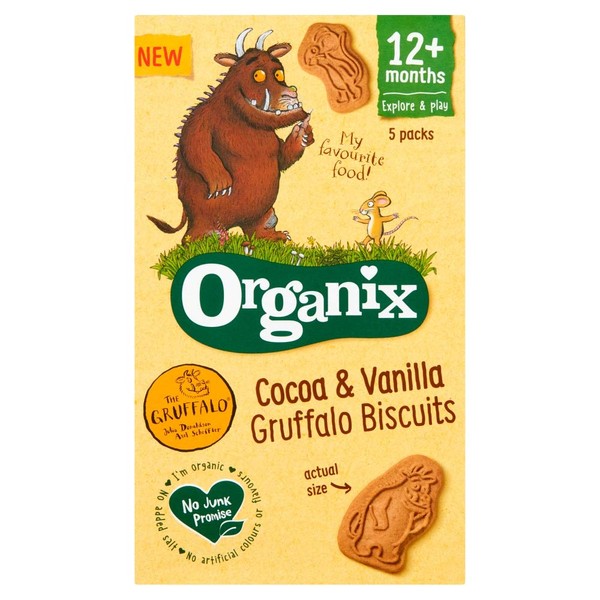 Organix Cocoa & Vanilla Gruffalo Biscuits 12+ Months, 5 x 20g