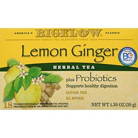 Bigelow Lemon Ginger Probiotics Herbal Tea (Pack of 4)