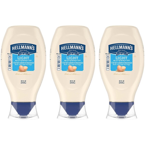 Hellmann's Light Mayonnaise, Squeeze, 20 Fl oz, 3 Pack
