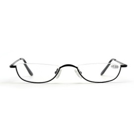 Inlefen Lesebrille Frühling Scharniere Unisex Half Moon Halbrahmen Slim Lesebrille Vintage Metall Semi Randlose Eyewea 1.0 1.5 2.0 2.5 3.0 3.5 4.0