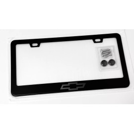 Gearhead Frames Black on Black Chevy Metal License Plate Frame with Screws and Caps