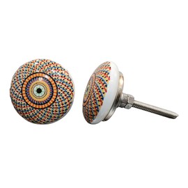KNOBSWORLD Set of 6 Hand Painted Ceramic Door Knobs Classic Mandala Design for Drawers, Cupboards, Dresser, Wardrobe, Furniture, Door Knobs Including Screws and Nuts (10)