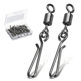 AMYSPORTS Rolling Connector Fishing Swivel Saltwater Corrosion Resistance Snap Swivels Kit Stainless Quick Fishing Snap Barrel Freshwater Trolling Accessories 100pcs 11lbs