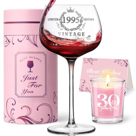 VOELVRAM 30th Birthday Gifts for Women, Vintage 1995 Engraved Wine Glass, 30 Year Old Birthday Decorations for Women, Turning 30 Bday Gifts for Her,Friends,Wife,Sister