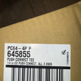 BrassCraft 20 Brasscraft PC64- 4P P TEE 1/4 OD PUSH CONNECT, All 3 Ends