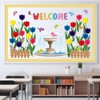 Pajean Welcome Bulletin Board Set 3D Tulip Flower Classroom Decorations