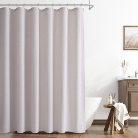 Naturoom Champagne Linen Shower Curtain, Cloth Textured Fabric Shower Curtain Set with Hooks, Simple Elegant Modern Farmhouse Country Ultra Thick Bath Curtains for Bathroom,Water Repellent,72x96