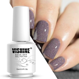Vishine Nail Gel Polish, 15ml Soak Off Nail Gel Polish Nail Art Manicure Salon DIY at Home Long-lasting - Glitter Mauve 0.5 OZ
