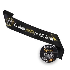 Junggesellenabschied, lustiges Set – Brillantes Stirnband "Die gleiche Kartoffel für das ganze Leben" + Brosche für den zukünftigen Bräutigam – Gadget für Herren für Junggesellenparty und Hochzeit