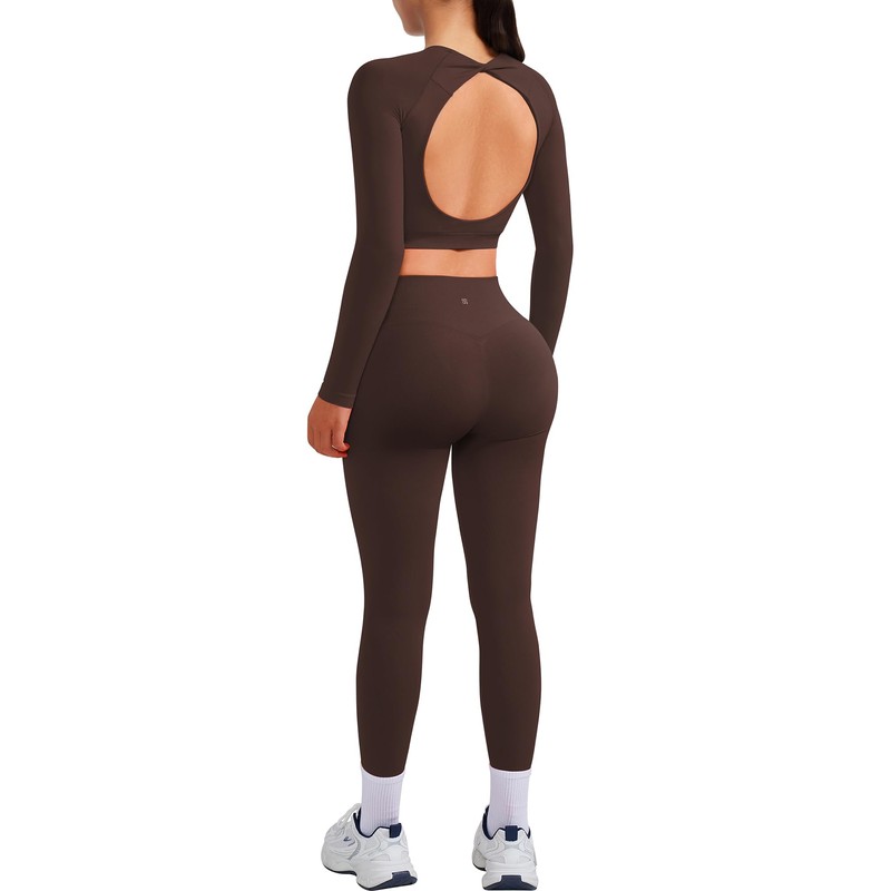 SUUKSESS Women 2 Piece Open Back Seamless Workout Sets Scrunch